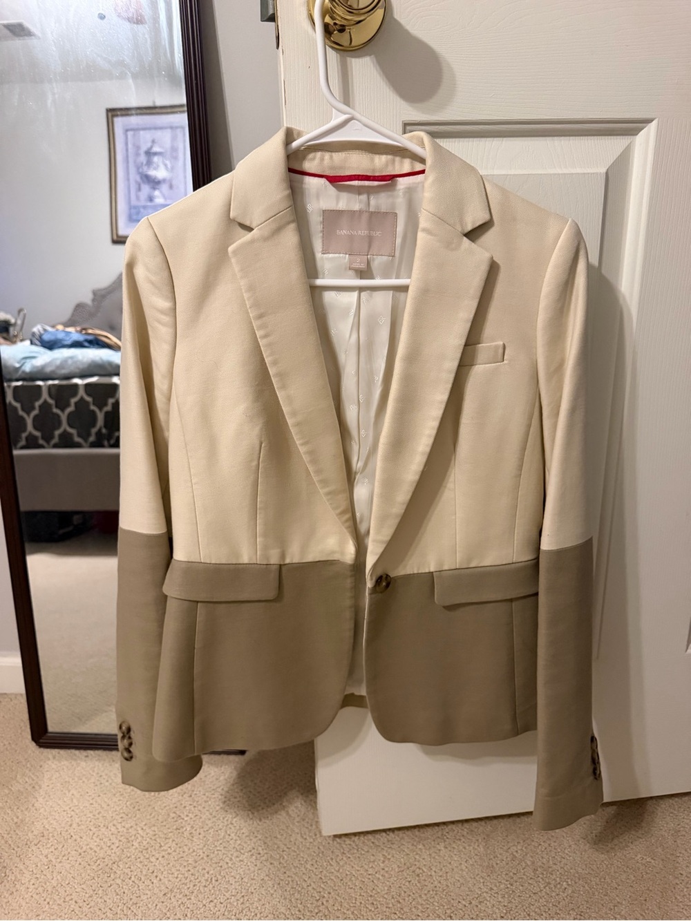 Banana Republic Cream and Taupe Colorblock Blazer